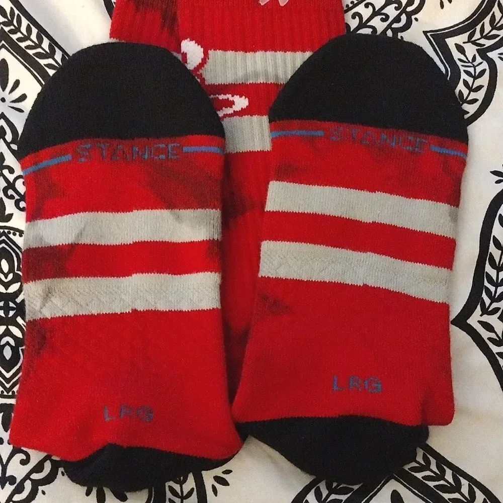 STANCE‎ Houston Rockets Red Tie Dyed Crew Socks Mens LG NWOT